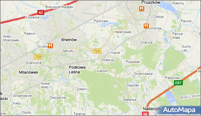 mapa Otrębusy, Otrębusy na mapie Targeo