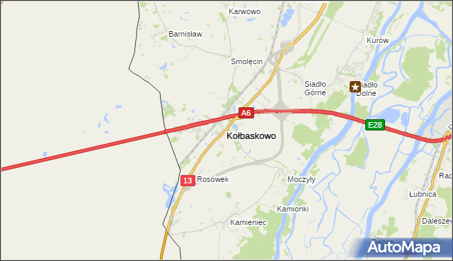 mapa Kołbaskowo, Kołbaskowo na mapie Targeo