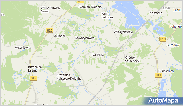 mapa Nadzieja gmina Siemień, Nadzieja gmina Siemień na mapie Targeo