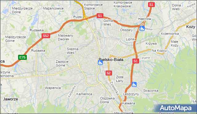 mapa Bielsko-Białej, Bielsko-Biała na mapie Targeo