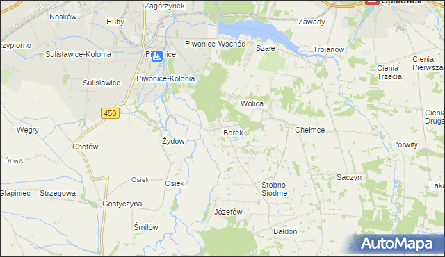 mapa Borek gmina Godziesze Wielkie, Borek gmina Godziesze Wielkie na mapie Targeo