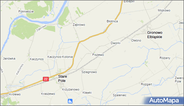 mapa Fiszewo gmina Gronowo Elbląskie, Fiszewo gmina Gronowo Elbląskie na mapie Targeo