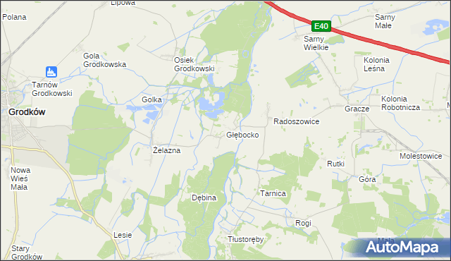 mapa Głębocko gmina Grodków, Głębocko gmina Grodków na mapie Targeo