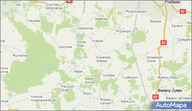mapa Kosierady Wielkie, Kosierady Wielkie na mapie Targeo
