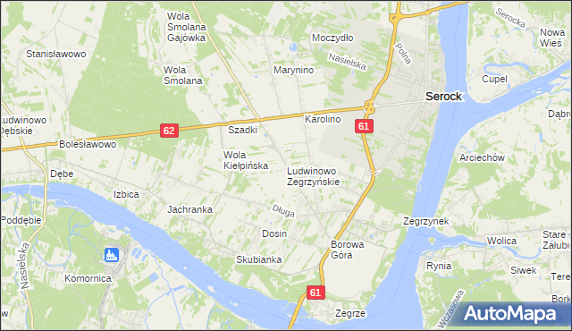 mapa Ludwinowo Zegrzyńskie, Ludwinowo Zegrzyńskie na mapie Targeo
