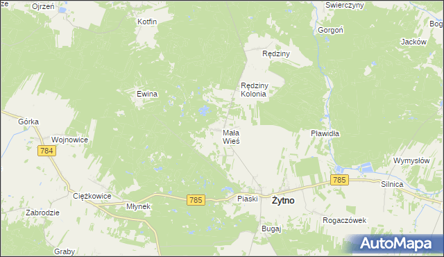 mapa Mała Wieś gmina Żytno, Mała Wieś gmina Żytno na mapie Targeo