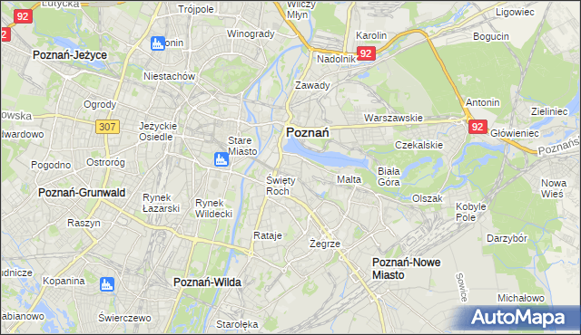 mapa Miasteczko gmina Poznań, Miasteczko gmina Poznań na mapie Targeo