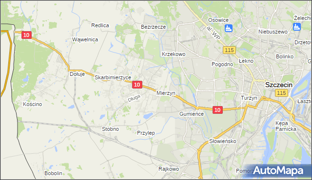 mapa Mierzyn gmina Dobra (Szczecińska), Mierzyn gmina Dobra (Szczecińska) na mapie Targeo