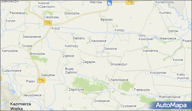 mapa Mikołajów gmina Czarnocin, Mikołajów gmina Czarnocin na mapie Targeo
