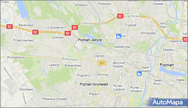 mapa Ogrody gmina Poznań, Ogrody gmina Poznań na mapie Targeo