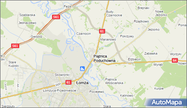 mapa Piątnica Poduchowna, Piątnica Poduchowna na mapie Targeo