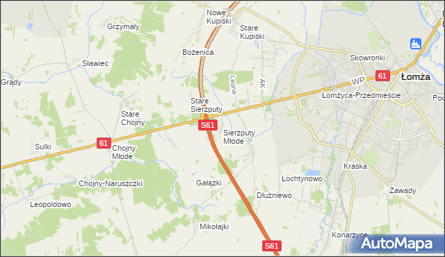 mapa Sierzputy Młode, Sierzputy Młode na mapie Targeo