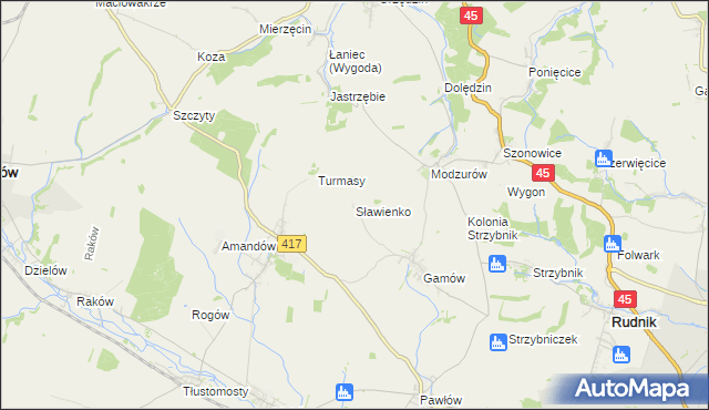 mapa Sławienko gmina Rudnik, Sławienko gmina Rudnik na mapie Targeo