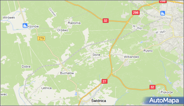 mapa Słone gmina Świdnica, Słone gmina Świdnica na mapie Targeo