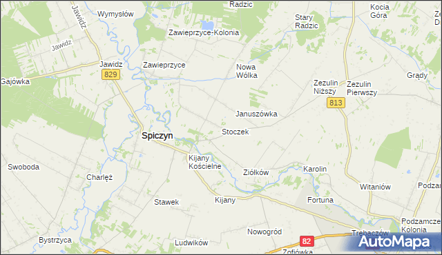 mapa Stoczek gmina Spiczyn, Stoczek gmina Spiczyn na mapie Targeo