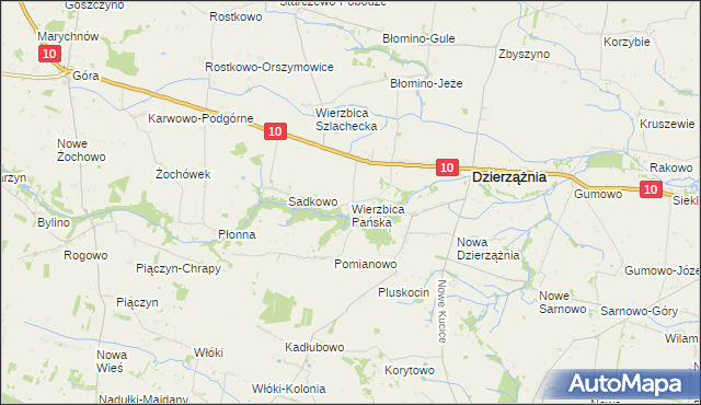mapa Wierzbica Pańska, Wierzbica Pańska na mapie Targeo