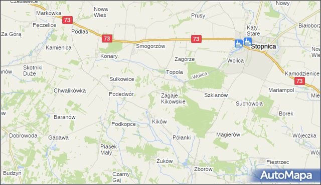 mapa Zagaje Kikowskie, Zagaje Kikowskie na mapie Targeo