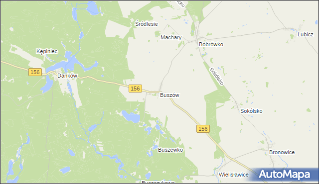 mapa Buszów gmina Strzelce Krajeńskie, Buszów gmina Strzelce Krajeńskie na mapie Targeo