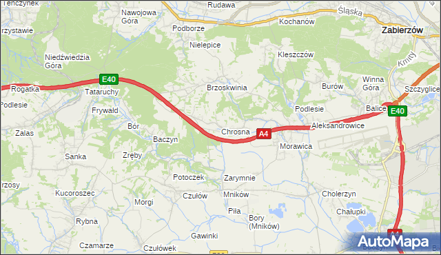 mapa Chrosna gmina Liszki, Chrosna gmina Liszki na mapie Targeo