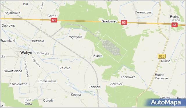 mapa Planta gmina Wohyń, Planta gmina Wohyń na mapie Targeo