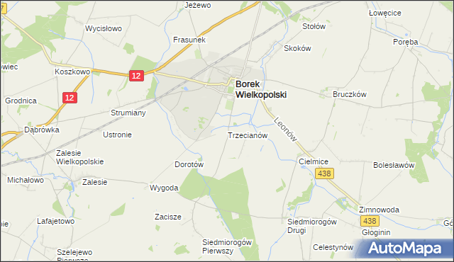 mapa Trzecianów, Trzecianów na mapie Targeo