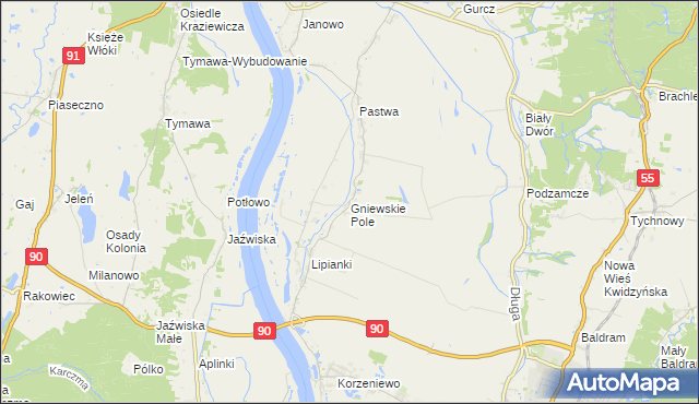 mapa Gniewskie Pole, Gniewskie Pole na mapie Targeo