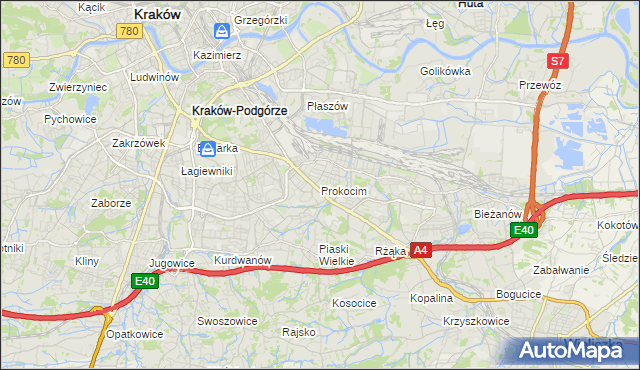 mapa Prokocim, Prokocim na mapie Targeo