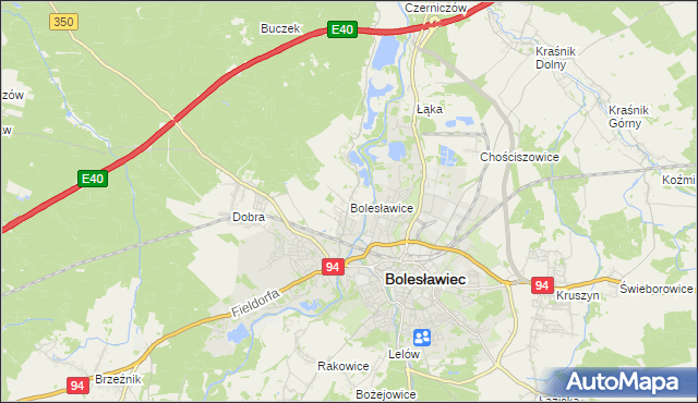 mapa Bolesławice gmina Bolesławiec, Bolesławice gmina Bolesławiec na mapie Targeo