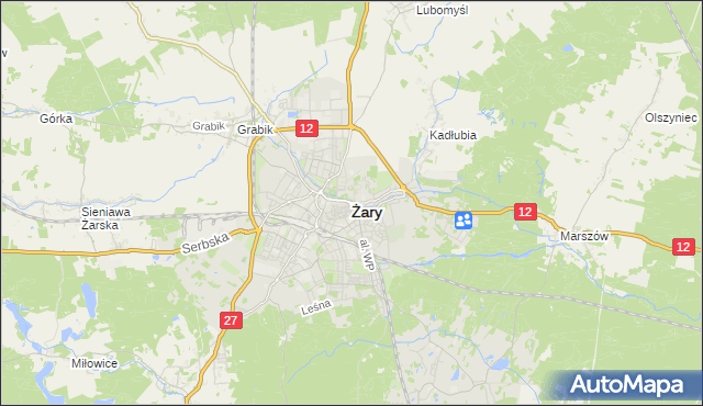 mapa Żary, Żary na mapie Targeo