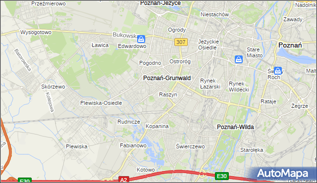 mapa Raszyn gmina Poznań, Raszyn gmina Poznań na mapie Targeo