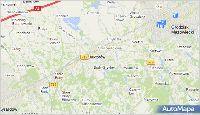 mapa Chylice gmina Jaktorów, Chylice gmina Jaktorów na mapie Targeo