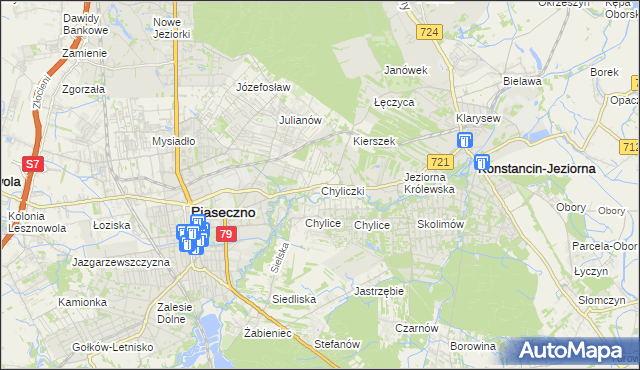 mapa Chyliczki gmina Piaseczno, Chyliczki gmina Piaseczno na mapie Targeo