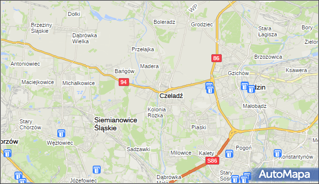 mapa Czeladź, Czeladź na mapie Targeo