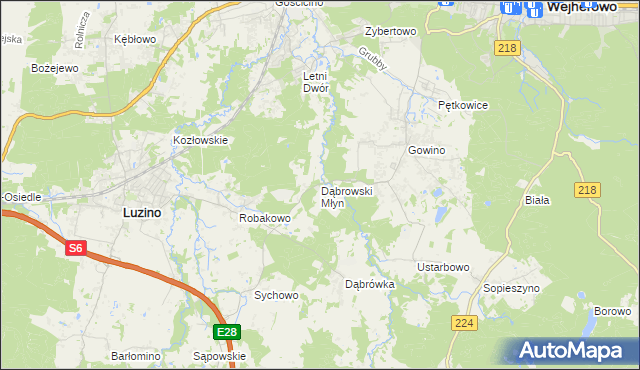 mapa Dąbrowski Młyn, Dąbrowski Młyn na mapie Targeo