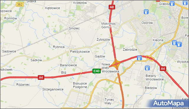 mapa Gądów, Gądów na mapie Targeo