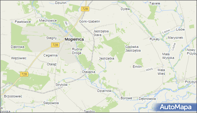 mapa Jastrzębia gmina Mogielnica, Jastrzębia gmina Mogielnica na mapie Targeo
