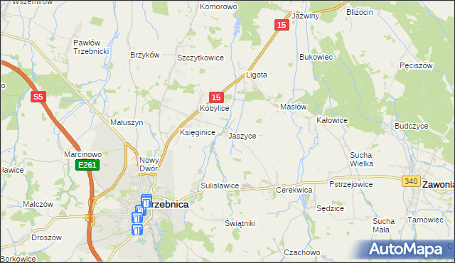 mapa Jaszyce, Jaszyce na mapie Targeo