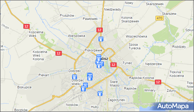 mapa Kalisza, Kalisz na mapie Targeo