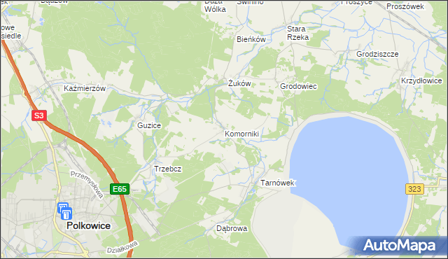 mapa Komorniki gmina Polkowice, Komorniki gmina Polkowice na mapie Targeo