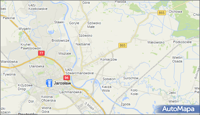 mapa Koniaczów, Koniaczów na mapie Targeo