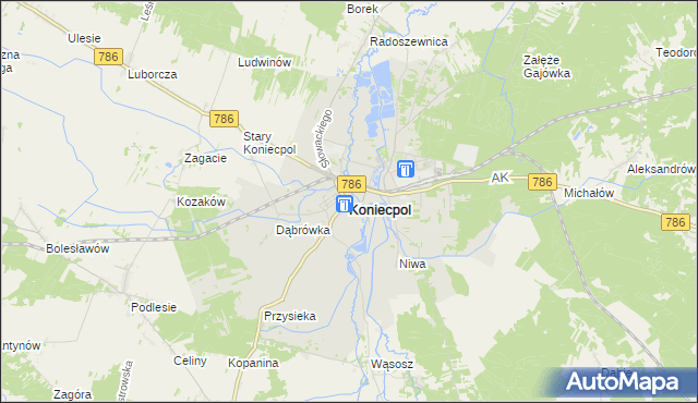 mapa Koniecpol, Koniecpol na mapie Targeo