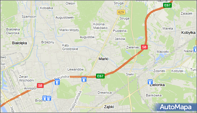 mapa Marki powiat wołomiński, Marki powiat wołomiński na mapie Targeo