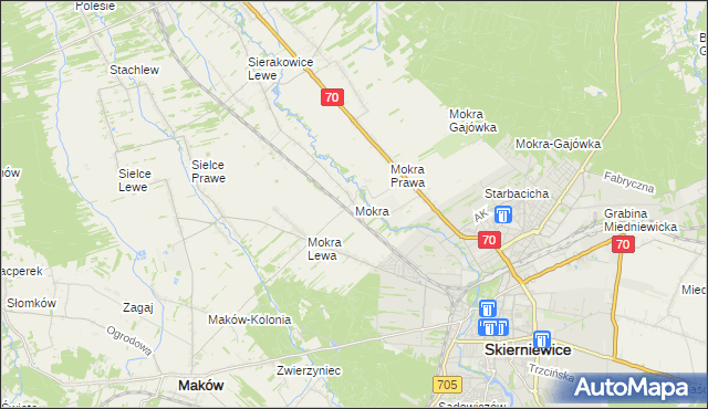 mapa Mokra gmina Skierniewice, Mokra gmina Skierniewice na mapie Targeo