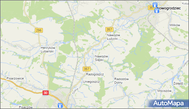 mapa Nawojów Śląski, Nawojów Śląski na mapie Targeo