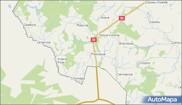 mapa Pietrowice, Pietrowice na mapie Targeo