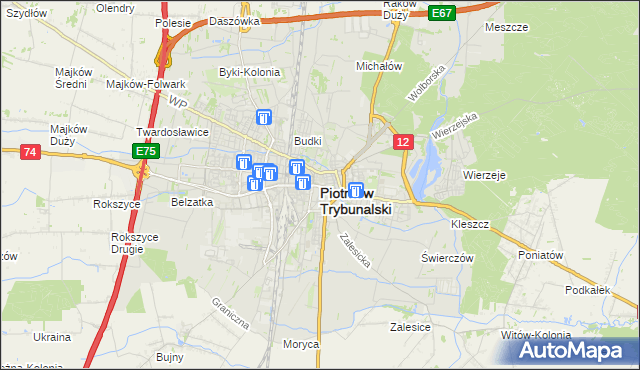 mapa Piotrków Trybunalski, Piotrków Trybunalski na mapie Targeo