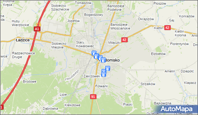 mapa Radomsko, Radomsko na mapie Targeo