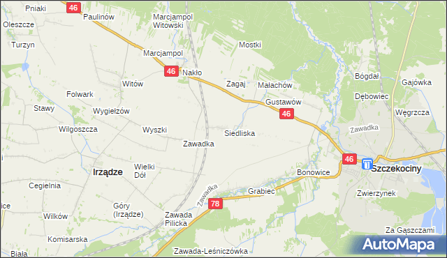 mapa Siedliska gmina Szczekociny, Siedliska gmina Szczekociny na mapie Targeo