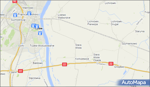 mapa Stara Wisła, Stara Wisła na mapie Targeo