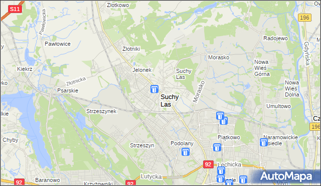 mapa Suchy Las powiat poznański, Suchy Las powiat poznański na mapie Targeo